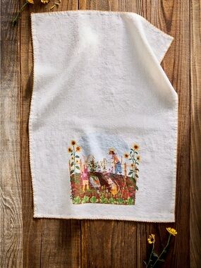 Anthropologie Linen Dish Towel Gardening Animals May We Fly New Terrain